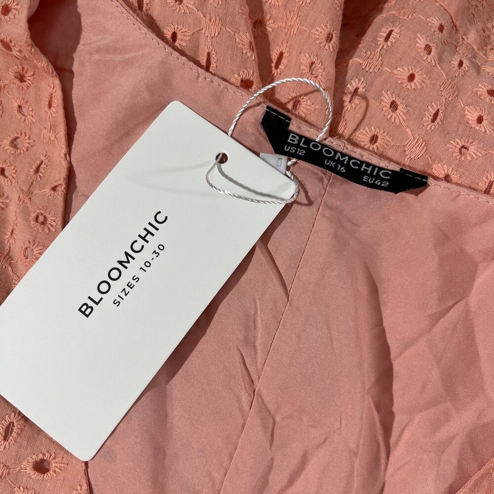 Bloomchic Ruffle Trim Sleeveless Vneck Coral Dress Size 12 - Picture 8 of 9